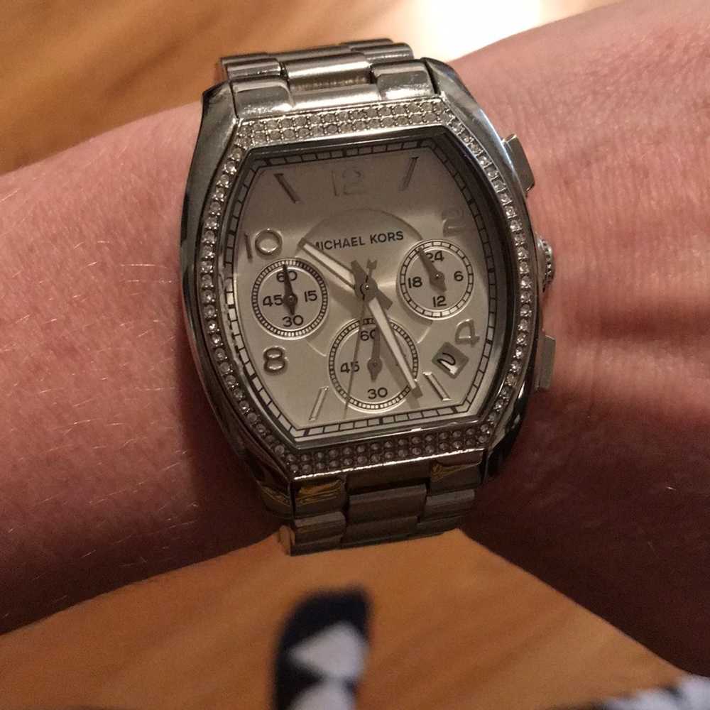 Micheal Kors studded silver watch from Saks